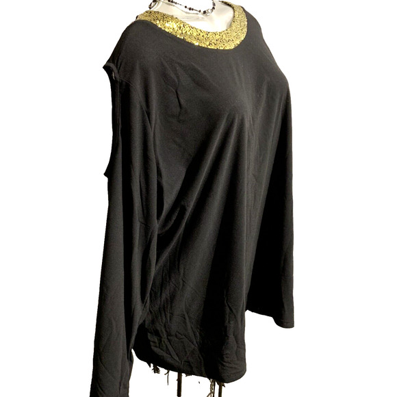 NWT Women's Chloe Jasmine Black Party Top with Gold Sequin Collar Size 26 28 3X - Picture 7 of 11